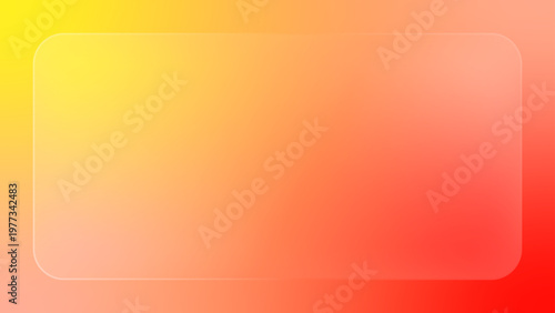 すりガラス風パネルとオレンジグラデーションのミニマルなフレーム背景（中央コピースペース・広告・バナー用）