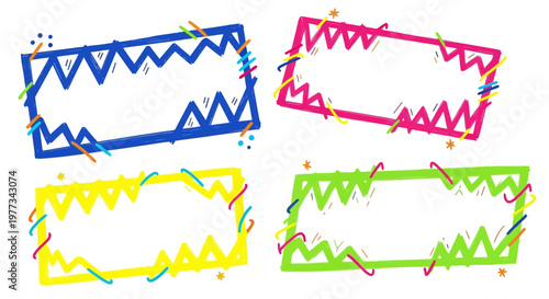 Colorful jagged edge borders, a playful and vibrant vector design set perfect for adding a fun flair to any project