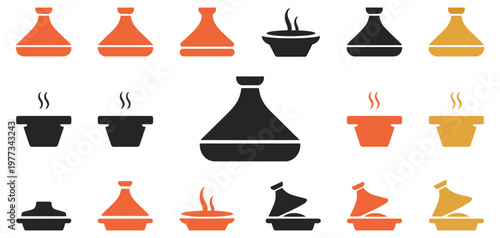 Various, tandoor oven icon set on transparent background, vector illustration, traditional clay cooking ovens, barbecue and baking equipment, kitchen tools, restaurant design elements, Asian food 