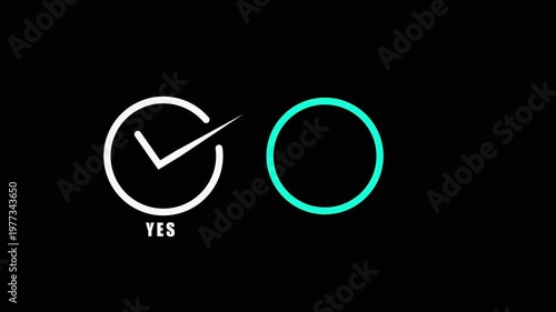 check marks ui button with yes and No. flat simple style modern red and green checkmark. Motion graphics.