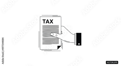 Luxurious tax expense concept, money bag and tax document on weighing scales, financial balance and wealth management vector illustration