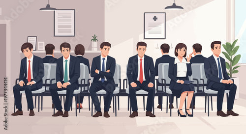 Business Professionals Waiting in a Row.