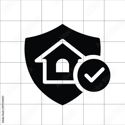 Home Security System Icon – Smart Protection Shield Filled Icon