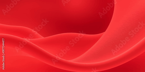 Luxurious flowing red silk and satin fabric background featuring soft waves and a smooth textile texture for a professional vector wallpaper design
