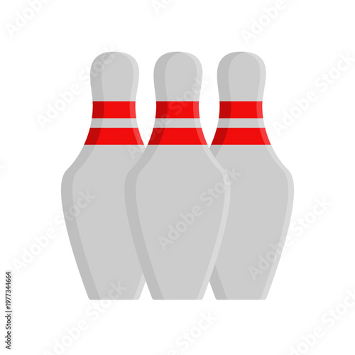 three bowling pin simple flat icon illustration