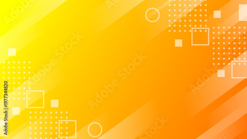ビビットなオレンジと黄色のグラデーション背景 斜めラインと図形配置のメンフィス風フレーム素材 セールや広告に最適