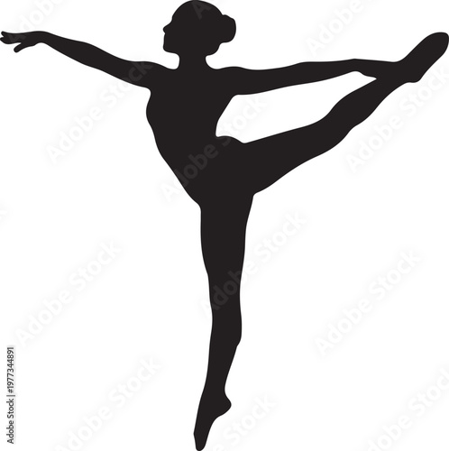 vector silhouette of woman in standing split yoga pose
