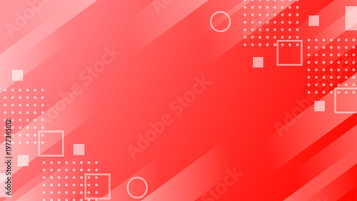 ビビットな赤グラデーションのテクノロジー背景 斜めラインと図形配置のメンフィス風フレーム素材 広告やサムネイルに最適