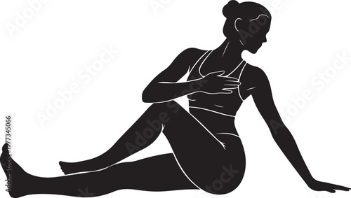 yoga vector silhouette woman half lord of fishes pose