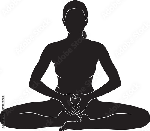 woman silhouette in bound angle pose vector