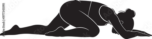 yoga vector silhouette woman sleeping swan pose