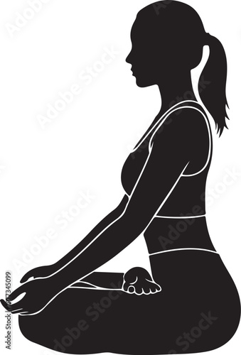 yoga vector silhouette woman hero pose