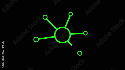 3D dots and lines. Digital network connection. Animation of a futuristic sphere. 