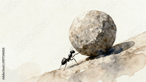 Busy Ant and the Stone isolated watercolor vector illustration svg