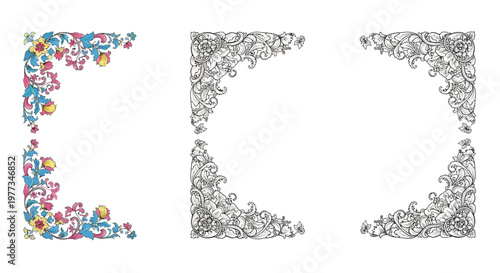 Decorative floral alphabet letter frames.