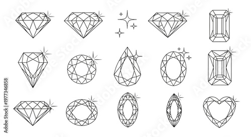 Variety of Diamond Gemstone Shapes.