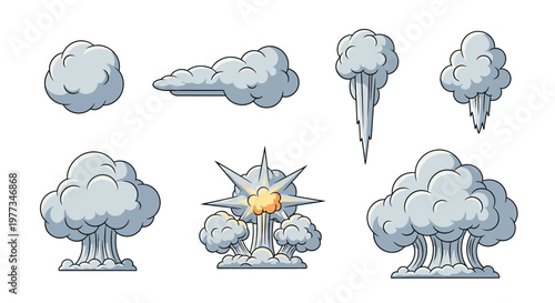 Cartoon Mushroom Cloud Nuclear Explosion.