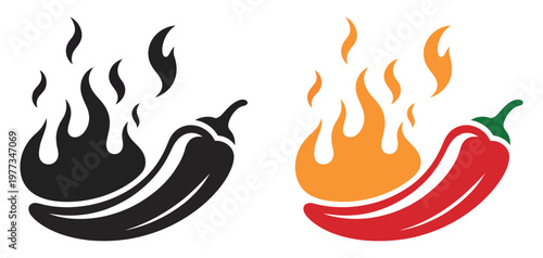 jalapeno and chili peppers, spicy food symbols, hot pepper badges, cooking and seasoning icons, restaurant and menu design, flat vector graphics for culinary branding, food packaging, and spice label 