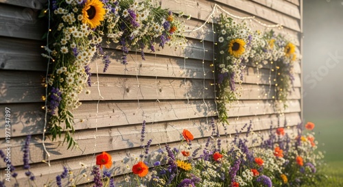old wall with flowers