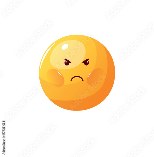 Expression of anger in round yellow emoji showing displeasure in simple design
