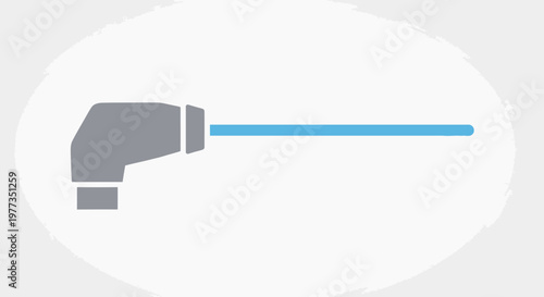 Stylized icon of a grey device emitting a blue horizontal beam, possibly a laser or sensor.