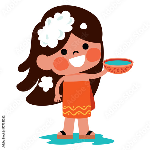 Cartoon Kid Enjoying Turkish Hammam