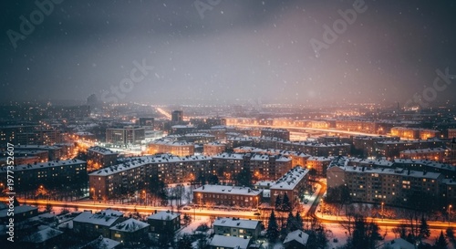 night view of the city of warsaw