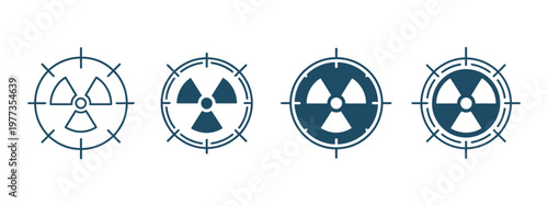 Target aim icon vector with radioactive symbol for nuclear threat detection, radiation monitoring, safety warning, and hazard alert illustration