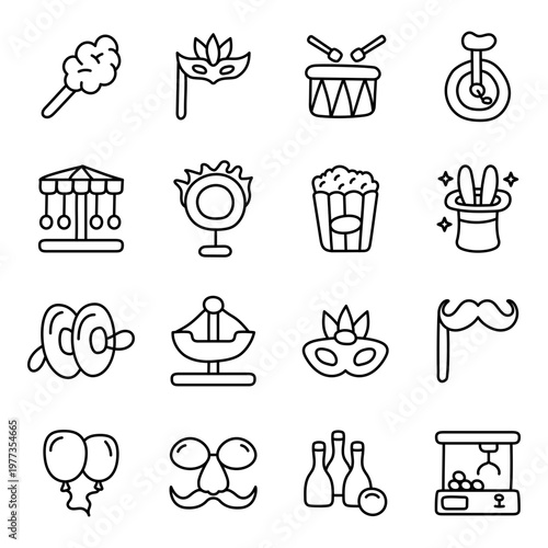 Set of Celebration Linear Icons
