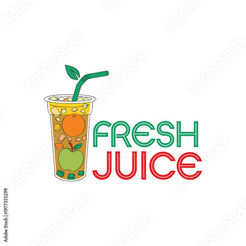 Modern fresh juice logo collection with colorful fruit icons, clean minimal style, perfect for beverage branding and organic food labels.