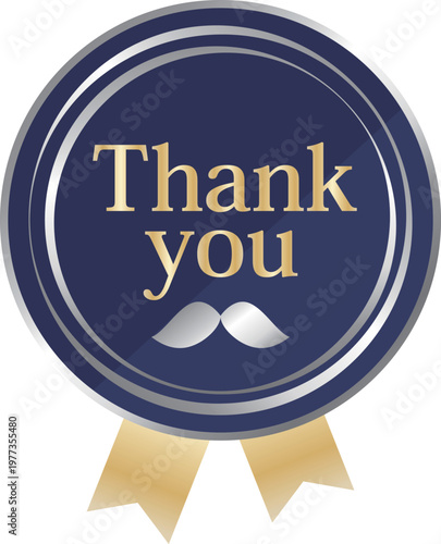 高級感のある父の日の販促エンブレム　ネイビーブルー＆シルバー