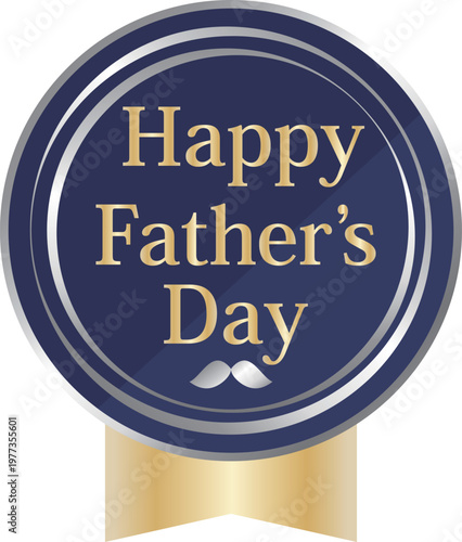 高級感のある父の日の販促エンブレム　ネイビーブルー＆シルバー