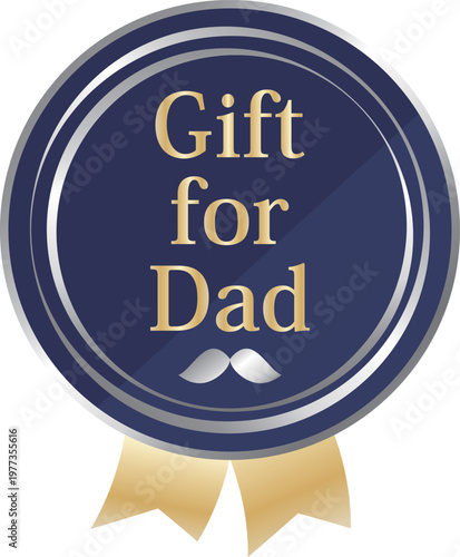 高級感のある父の日の販促エンブレム　ネイビーブルー＆シルバー