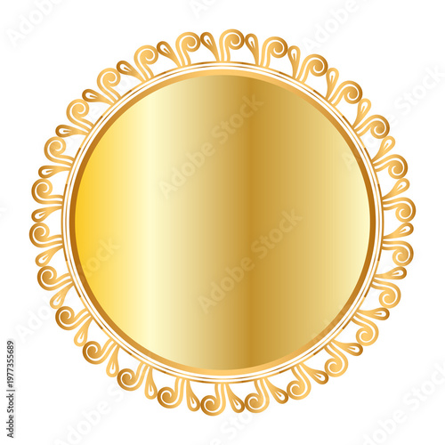 Golden circle frame text box with gold award ribbon icon anniversary badge