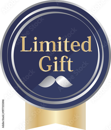 高級感のある父の日の販促エンブレム　ネイビーブルー＆シルバー