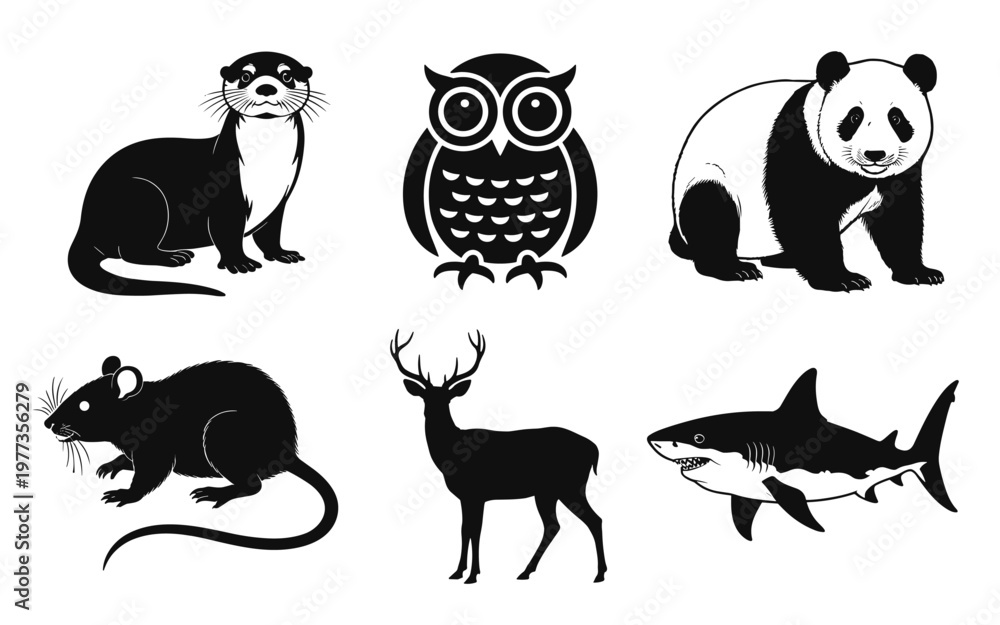 Fototapeta premium Collection of Animal Silhouettes illustration