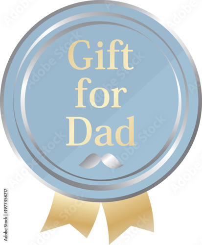 高級感のある父の日の販促エンブレム　くすみブルー＆シルバー
