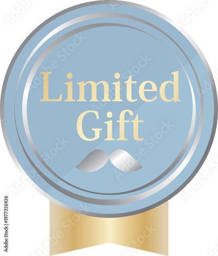 高級感のある父の日の販促エンブレム　くすみブルー＆シルバー