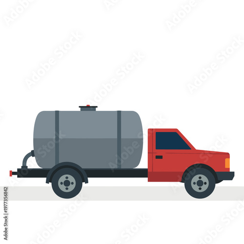 Red Truck with Water Tank Trailer illustration vector