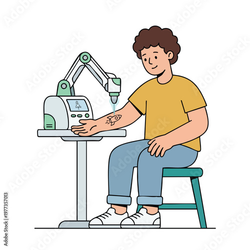 Man getting tattoo removed by advanced laser technology.