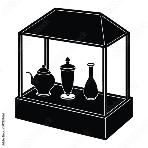 Museum Display Area with Glass Case Silhouette