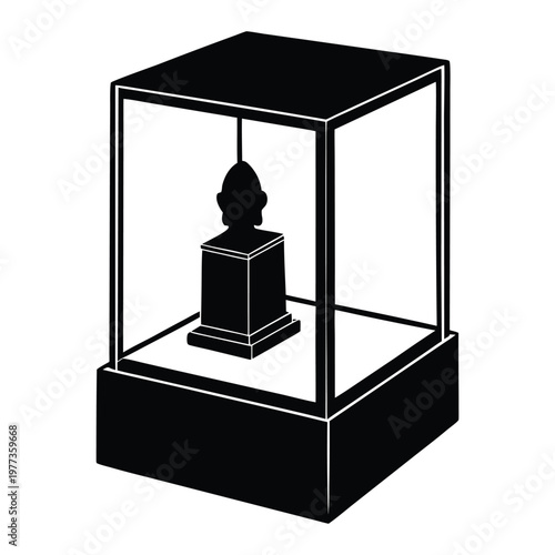 Museum Display Area with Glass Case Silhouette
