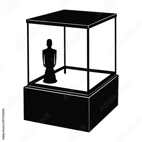 Museum Display Area with Glass Case Silhouette