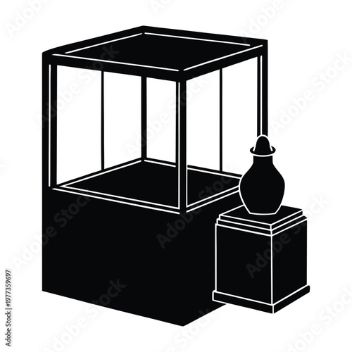 Museum Display Area with Glass Case Silhouette