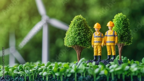 Conceptual image representing green collar jobs, highlighting sustainable employment opportunities in renewable energy, eco-friendly industries.
