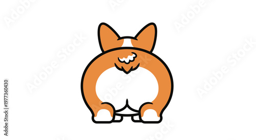 Cute Corgi Butt Cartoon Illustration | Funny Dog Tail and Rear View