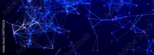 Abstract futuristic background in tech style. Plexus digital wallpaper. Connecting dots and lines. Good for banners. 3D