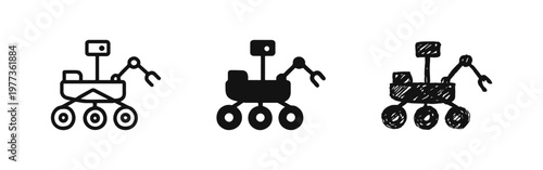 Space Exploration Mars Rover and Robotic Research Vehicle Icons