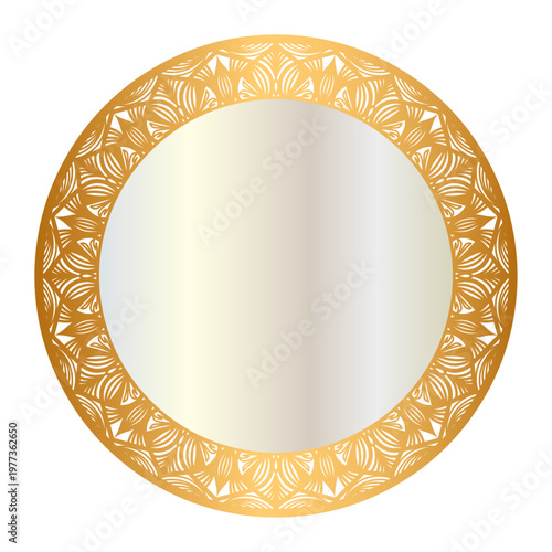 Golden circle mandala frame border
