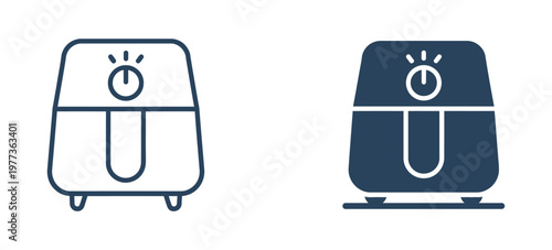 Air fryer icon, vector illustration of kitchen electric fryer appliance for healthy cooking, modern household kitchen equipment and culinary design concept